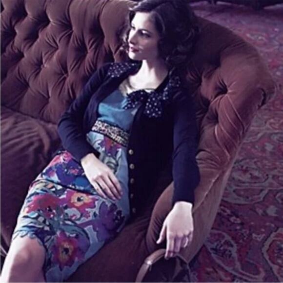Anthropologie | Floreat Floral Silk Manor House Dress - Picture 1 of 9